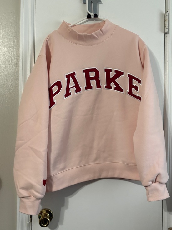 Parke Tops - Parke Valentine's Varsity Mockneck - Peony + Crimson L / XL NEW